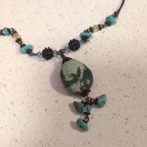 Turquoise and Black Beaded Necklace